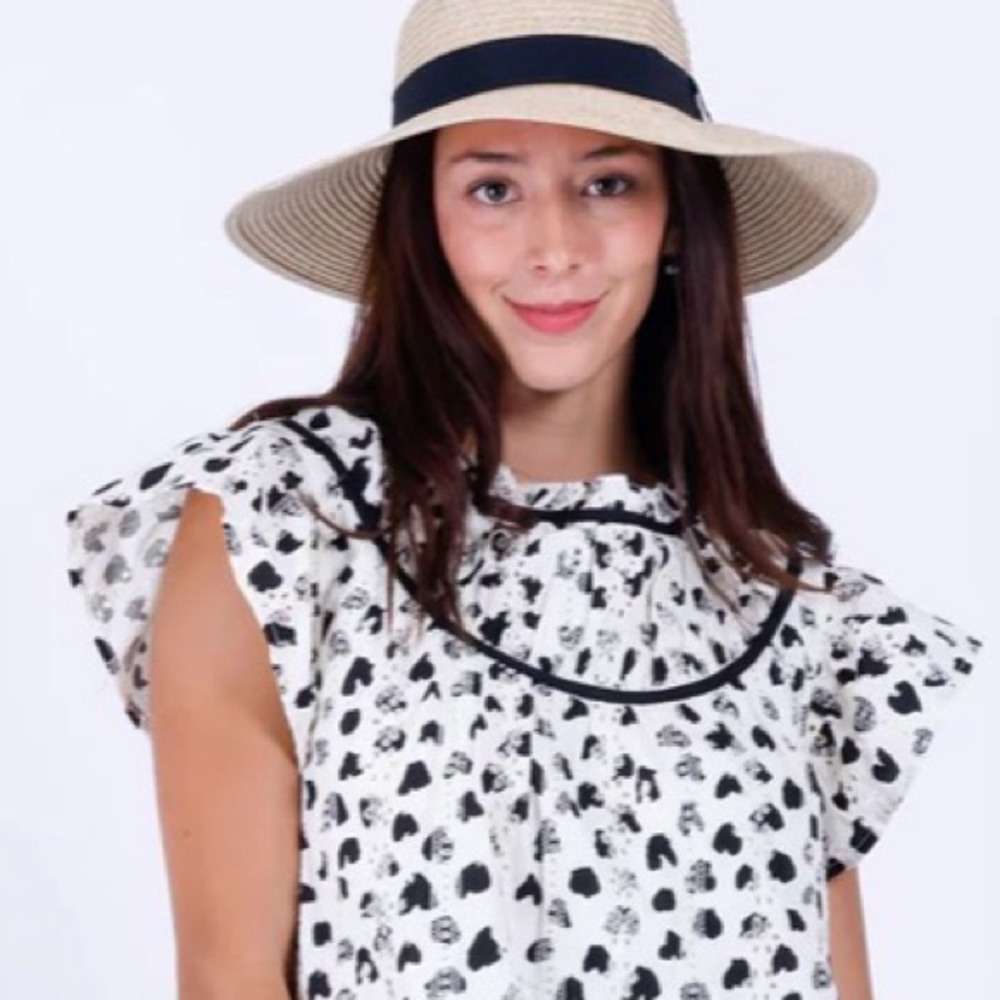 Voy Eyelet Ruffle Embroidered Blouse in Black/White Size Medium - Picture 8 of 8